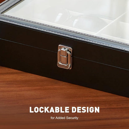 Eyewear Accessories - 8-Slot Glasses Storage Case - Luxury PU Leather Large Capacity Eyeglass - product detail view 6