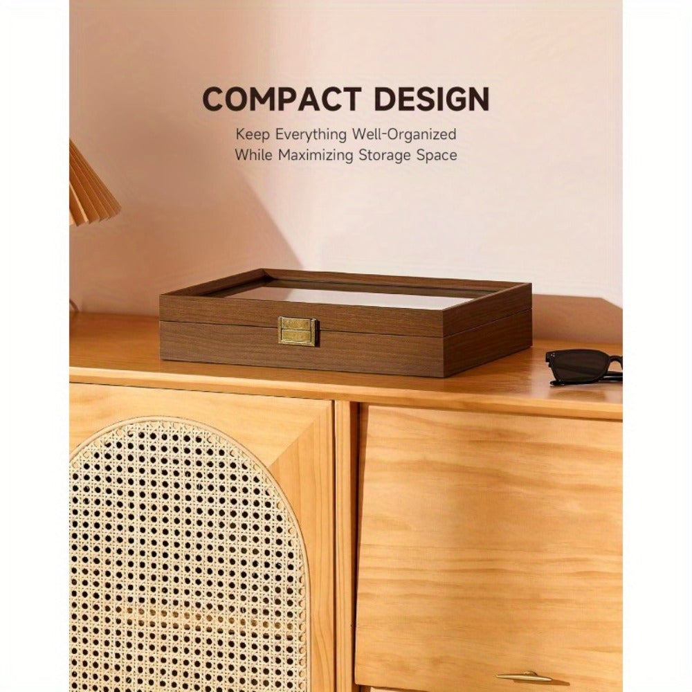 Eyewear Accessories - 8-Slot Glasses Storage Case - Luxury PU Leather Large Capacity Eyeglass - product detail view 14