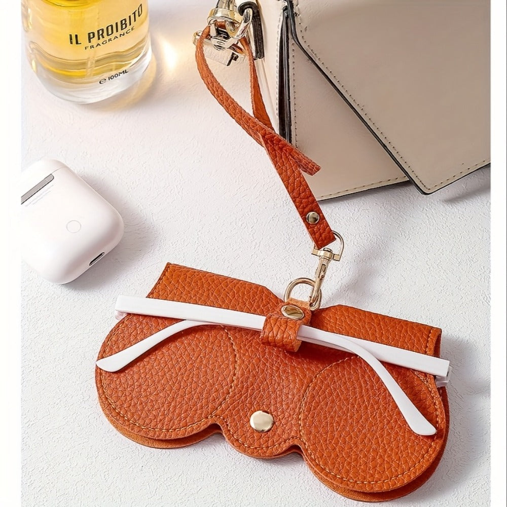 Eyewear Accessories - Clip-On Eyeglass Holder 10 Pack Faux Leather Glasses Case with Golden - product detail view 2