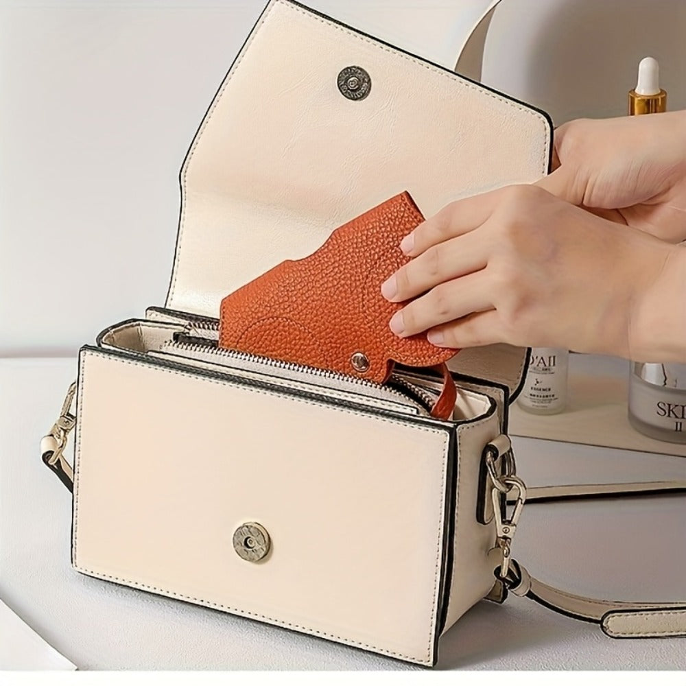 Eyewear Accessories - Clip-On Eyeglass Holder 10 Pack Faux Leather Glasses Case with Golden - product detail view 3