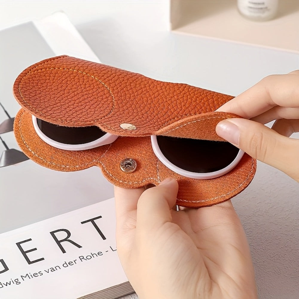 Eyewear Accessories - Clip-On Eyeglass Holder 10 Pack Faux Leather Glasses Case with Golden - product detail view 7