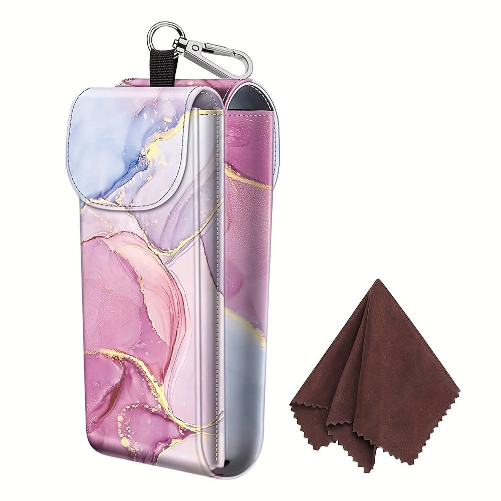 Eyewear Accessories - Portable Eyeglass Case with Carabiner Hook - Vegan Faux Leather Double - main product view