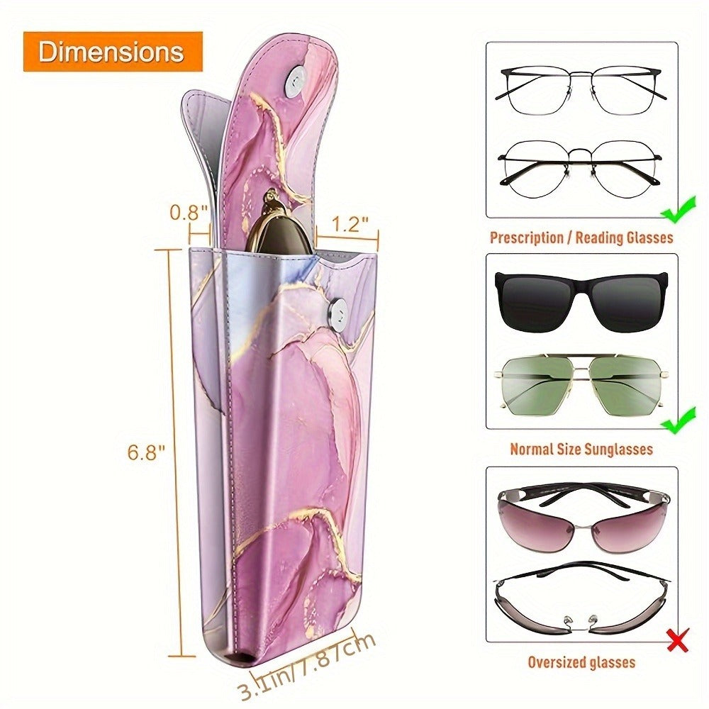Eyewear Accessories - Portable Eyeglass Case with Carabiner Hook - Vegan Faux Leather Double - product detail view 6