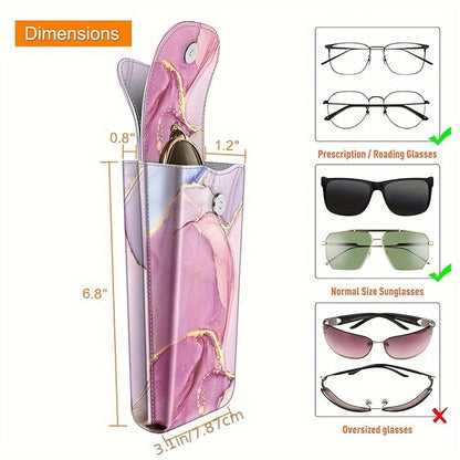 Eyewear Accessories - Portable Eyeglass Case with Carabiner Hook - Vegan Faux Leather Double - product detail view 6
