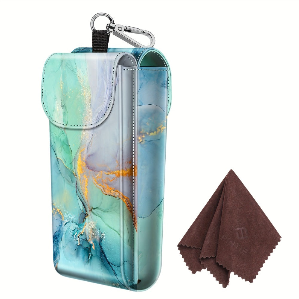 Eyewear Accessories - Portable Eyeglass Case with Carabiner Hook - Vegan Faux Leather Double - product detail view 7