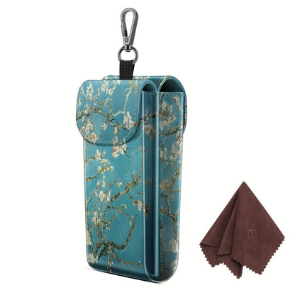 Eyewear Accessories - Portable Eyeglass Case with Carabiner Hook - Vegan Faux Leather Double - product detail view 11