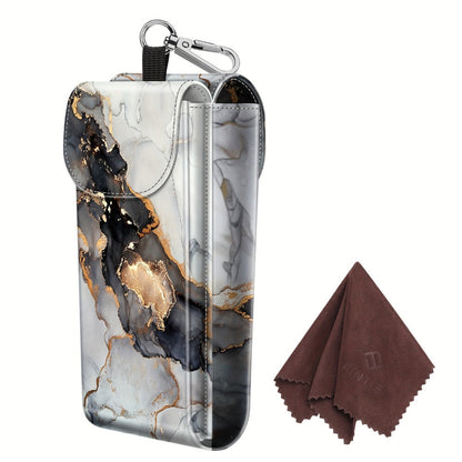 Eyewear Accessories - Portable Eyeglass Case with Carabiner Hook - Vegan Faux Leather Double - product detail view 13