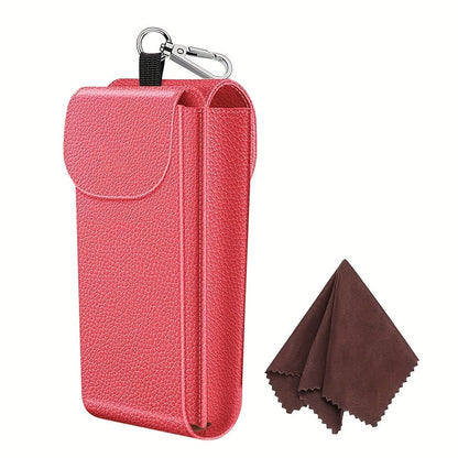 Eyewear Accessories - Portable Eyeglass Case with Carabiner Hook - Vegan Faux Leather Double - product detail view 15