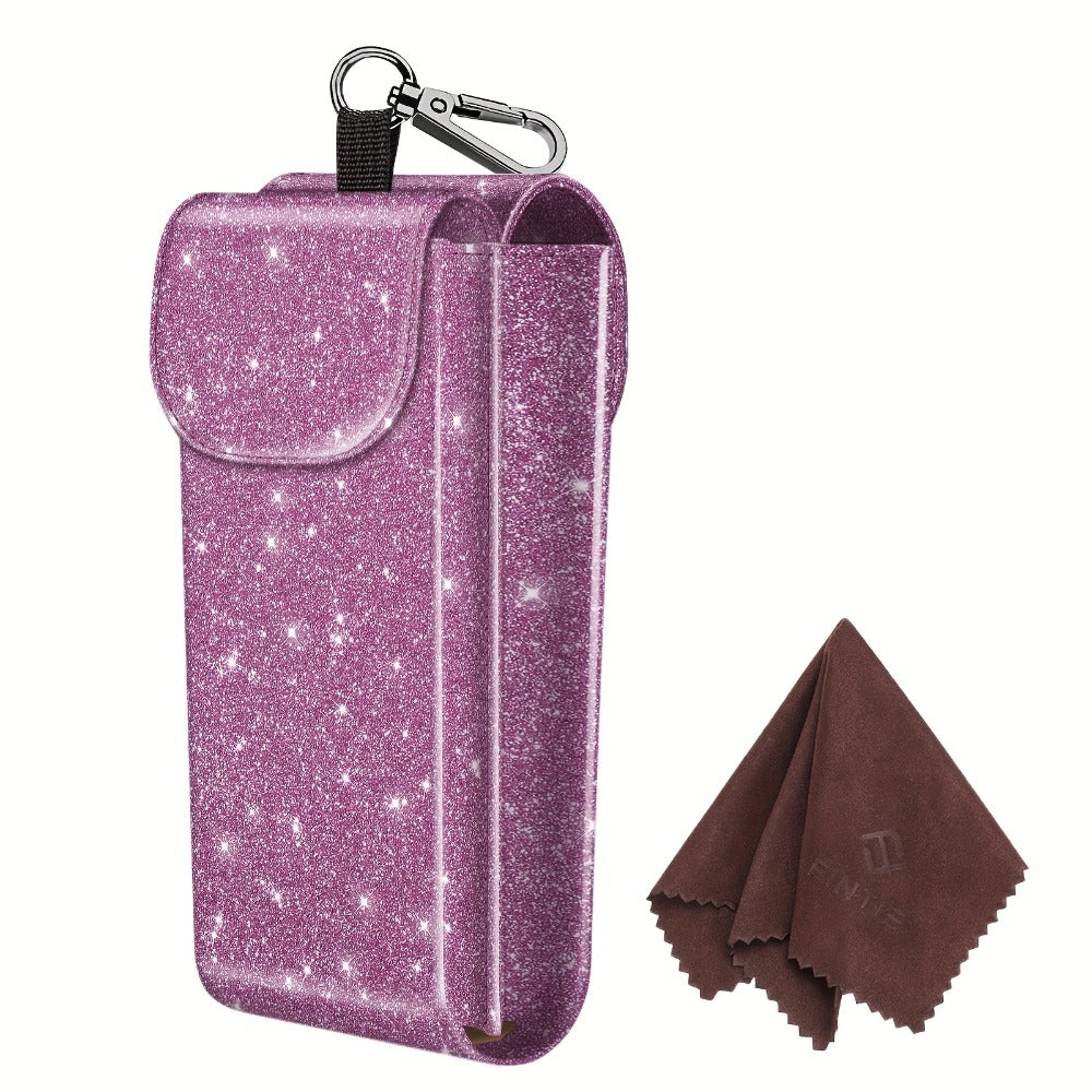 Eyewear Accessories - Portable Eyeglass Case with Carabiner Hook - Vegan Faux Leather Double - product detail view 18