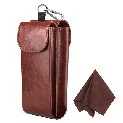 Eyewear Accessories - Portable Eyeglass Case with Carabiner Hook - Vegan Faux Leather Double - product detail view 19