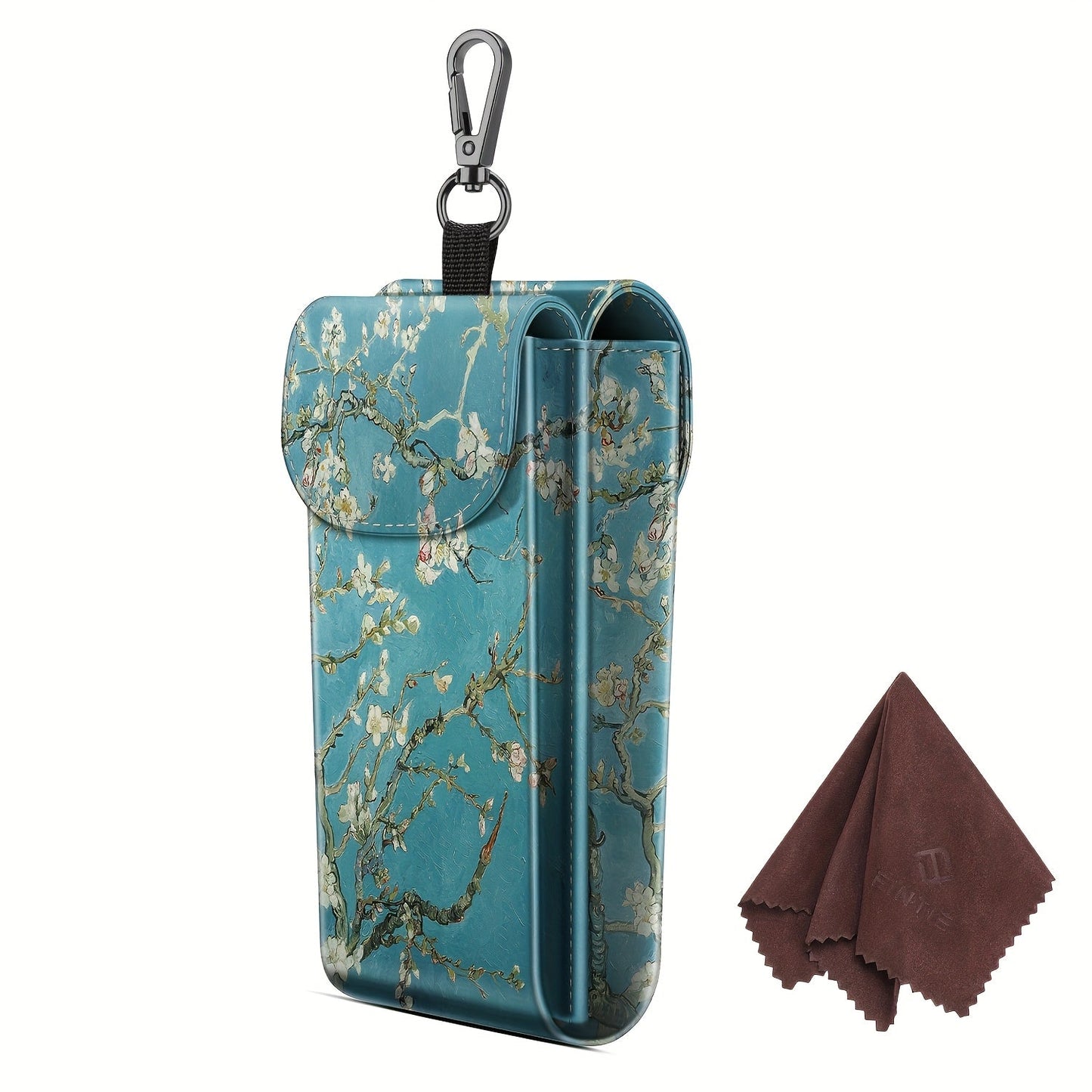 Eyewear Accessories - Portable Eyeglass Case with Carabiner Hook - Vegan Faux Leather Double - product detail view 22