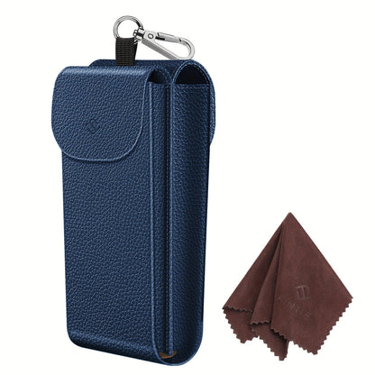 Eyewear Accessories - Portable Eyeglass Case with Carabiner Hook - Vegan Faux Leather Double - product detail view 26