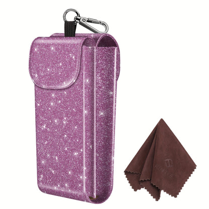 Eyewear Accessories - Portable Eyeglass Case with Carabiner Hook - Vegan Faux Leather Double - product detail view 27