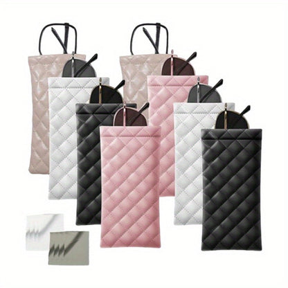 Eyewear Accessories - PU Leather Glasses Pouch Bag 8pcs - Waterproof Elastic Mouth Portable - product detail view 3
