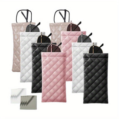 Eyewear Accessories - PU Leather Glasses Pouch Bag 8pcs - Waterproof Elastic Mouth Portable - product detail view 9