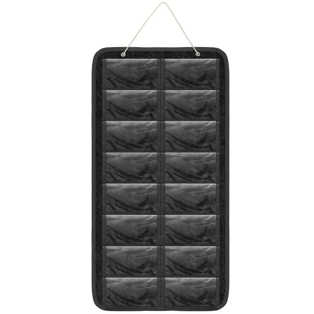 Eyewear Accessories - Sunglasses Organizer 16 Pockets Hanging Wall-Mounted Felt Storage Bag - product detail view 3