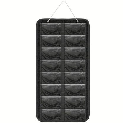 Eyewear Accessories - Sunglasses Organizer 16 Pockets Hanging Wall-Mounted Felt Storage Bag - product detail view 3