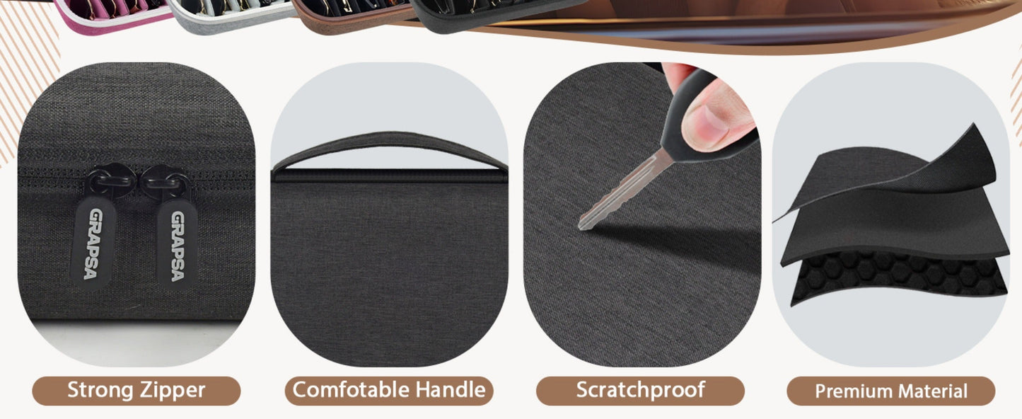 Eyewear Accessories - Sunglasses Organizer Case Travel Storage Bag Multi-Slot for Men Women - product detail view 26
