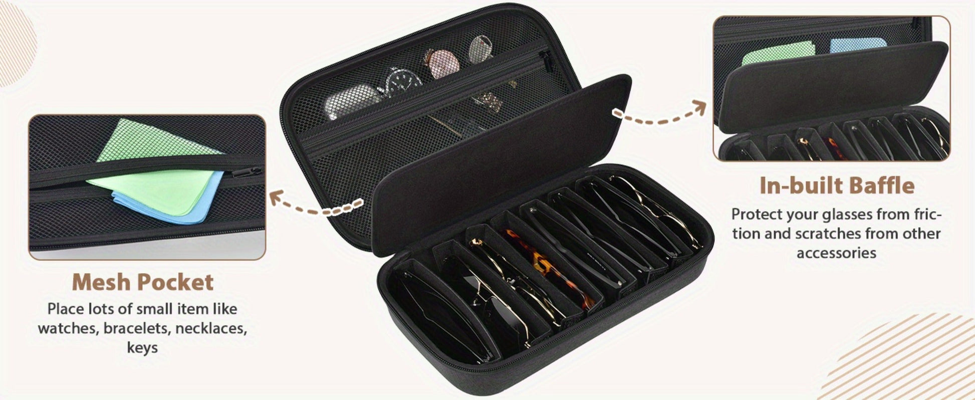 Eyewear Accessories - Sunglasses Organizer Case Travel Storage Bag Multi-Slot for Men Women - product detail view 28