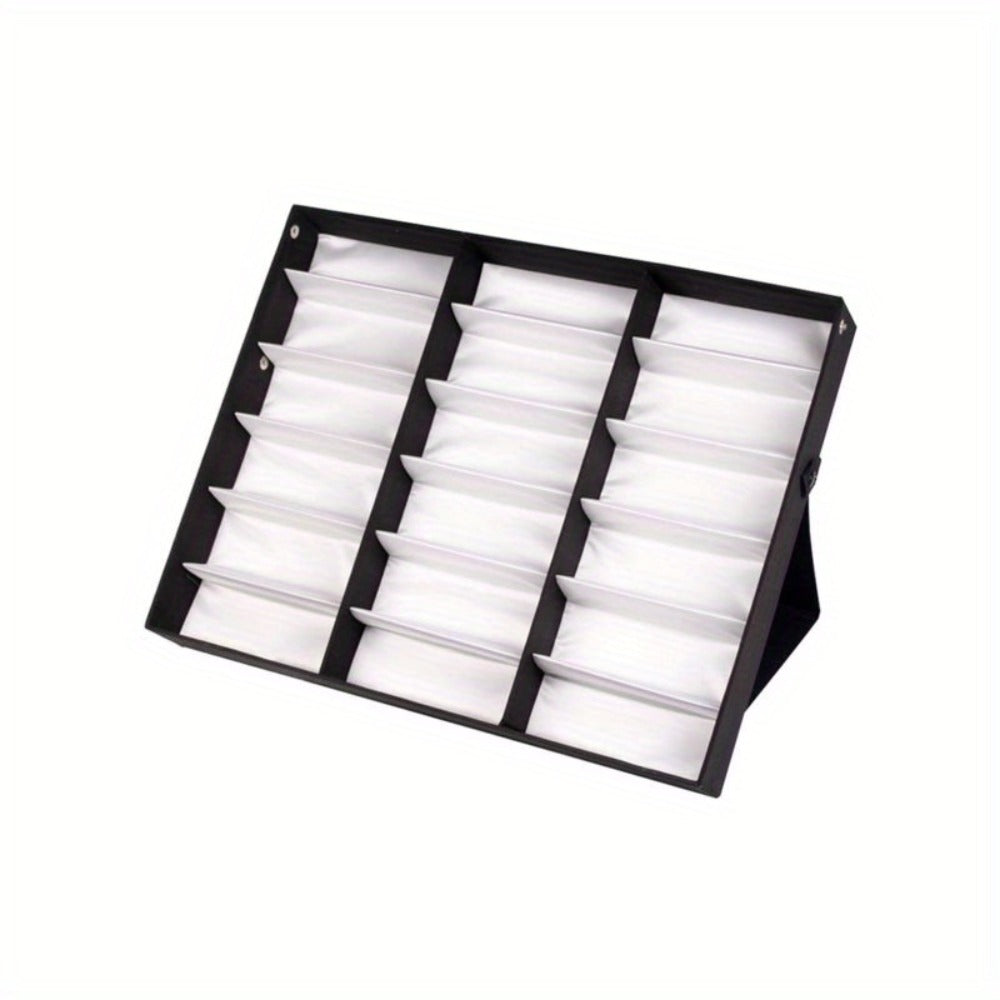 Eyewear Organizer - Eyeglass Display Case 18 Grids Box Velvet Glasses Storage Showcase Stand - product detail view 4