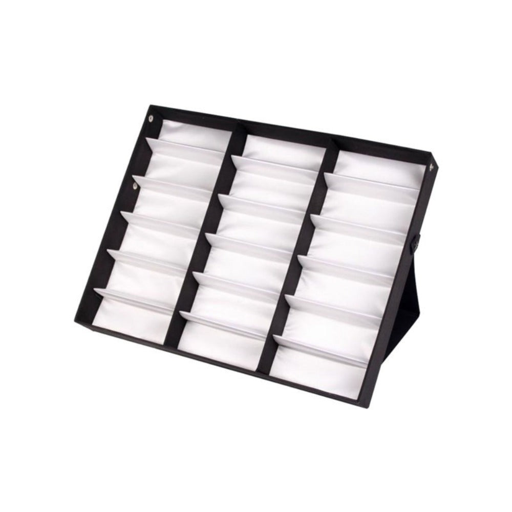 Eyewear Organizer - Eyeglass Display Case 18 Grids Box Velvet Glasses Storage Showcase Stand - product detail view 5