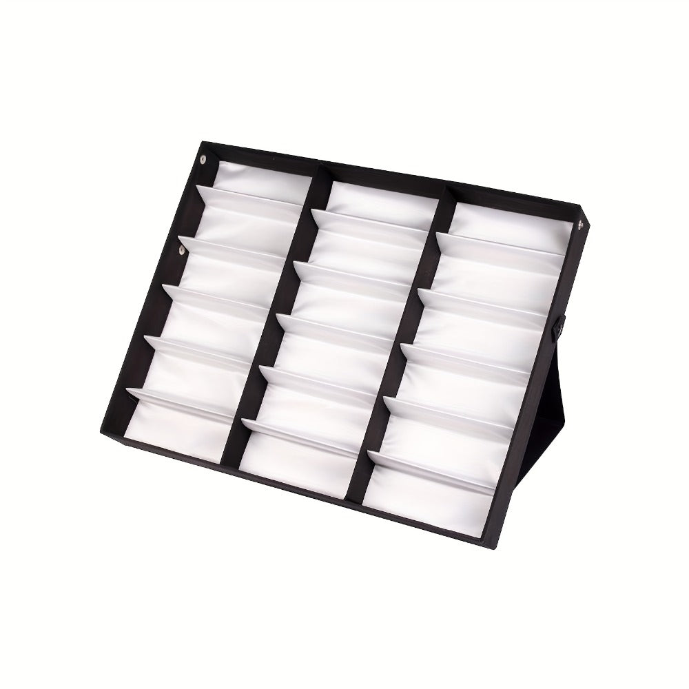 Eyewear Organizer - Eyeglass Display Case 18 Grids Box Velvet Glasses Storage Showcase Stand - product detail view 14