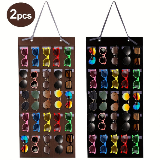 Eyewear Organizer - Wall Mounted Glasses 2 Pack 25 Felt Slots Hanging Eyeglass Holder with - main product view