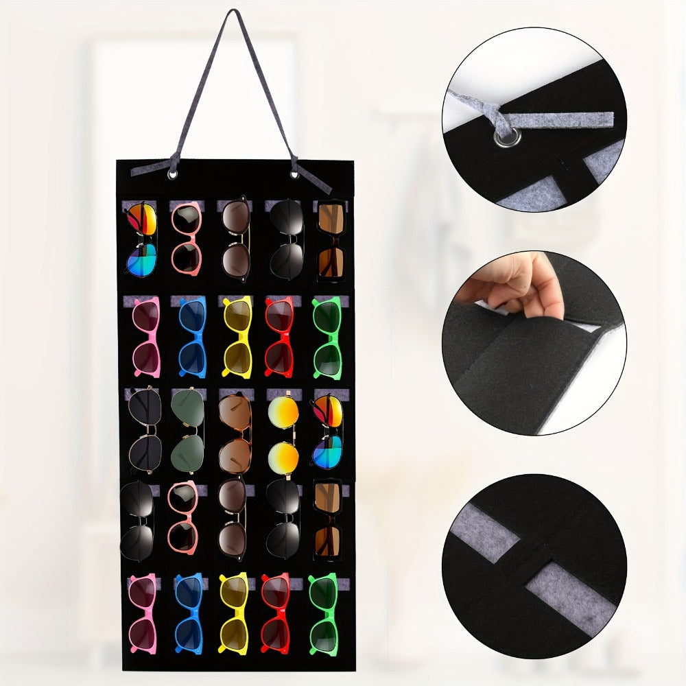 Eyewear Organizer - Wall Mounted Glasses 2 Pack 25 Felt Slots Hanging Eyeglass Holder with - product detail view 3