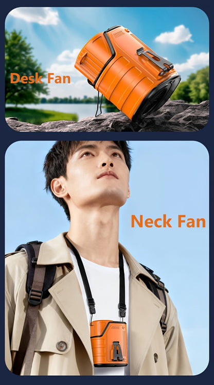 Portable Fan, 3600mAh Three-in-One Waist Clip Model with Adjustable Speeds, LED Flashlight and Digital Display