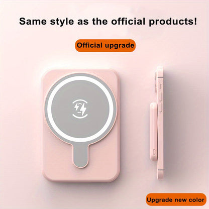 Slim Magnetic Wireless Power Bank in Black, Green, Pink, White or Purple with Included USB-C Cable