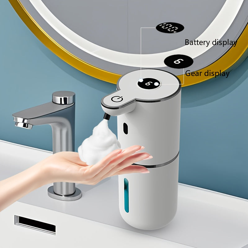 Rechargeable Touchless Foam Soap Dispenser with Six-Level Display, Countertop or Wall Mount in Black or White