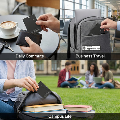 Apple Find My Wallet Tracker Card – Ultra-Thin Rechargeable Bluetooth Tracker | 105dB Alert, Wireless Qi Charging, Left-Behind Alerts & Siri Support