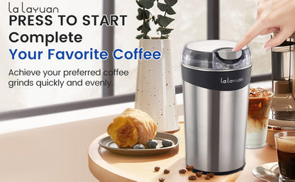 Coffee Bean Grinder Electric 200W Powerful Motor Stainless Steel Chamber Ultra-Fine Blade Grinder One-Touch 12 Cups Multi-Purpose for Spices Nuts Grains 110V US Plug