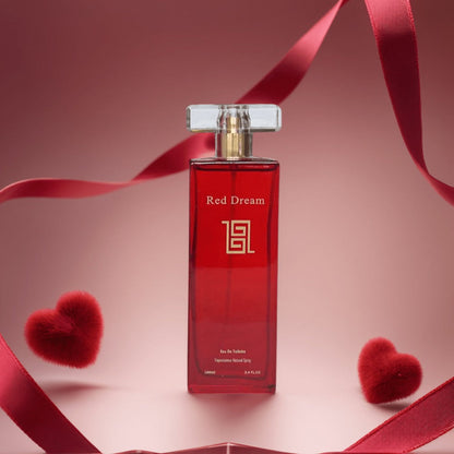 Women's Perfume Floral Eau de Parfum 3.4 oz in a Luxury Red Bottle with Golden Heart Accent