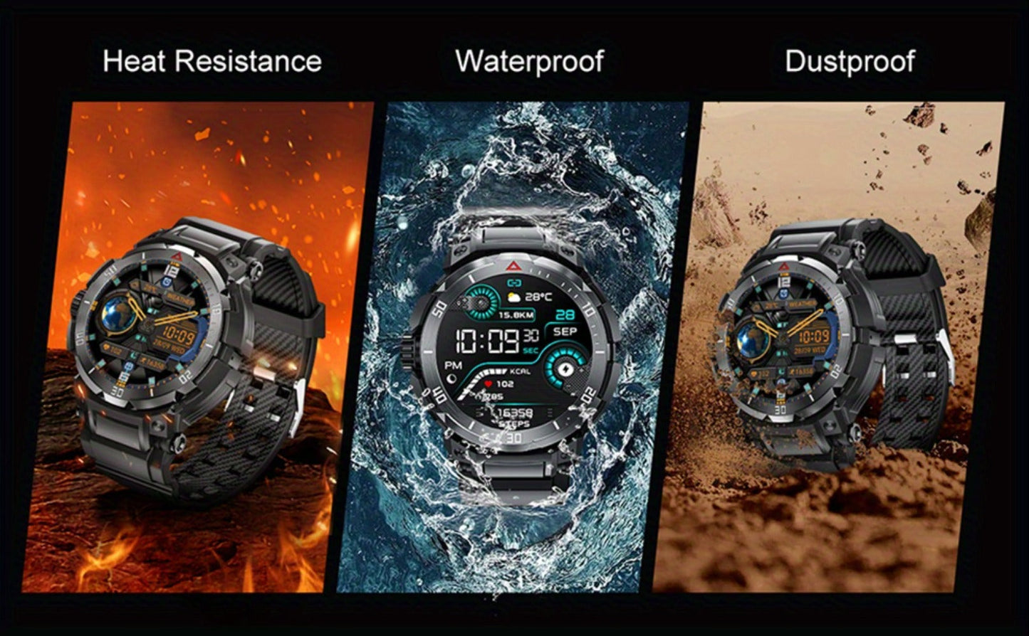 2-in-1 Smartwatch with Built-In Earphones 1.46 Inch IPS Touch Screen 100 Sport Modes Outdoor Fitness Tracker Heart Rate Blood Oxygen Sleep Monitor Weather Alarm Remote Control iPhone Android Compatible Extra Strap Included