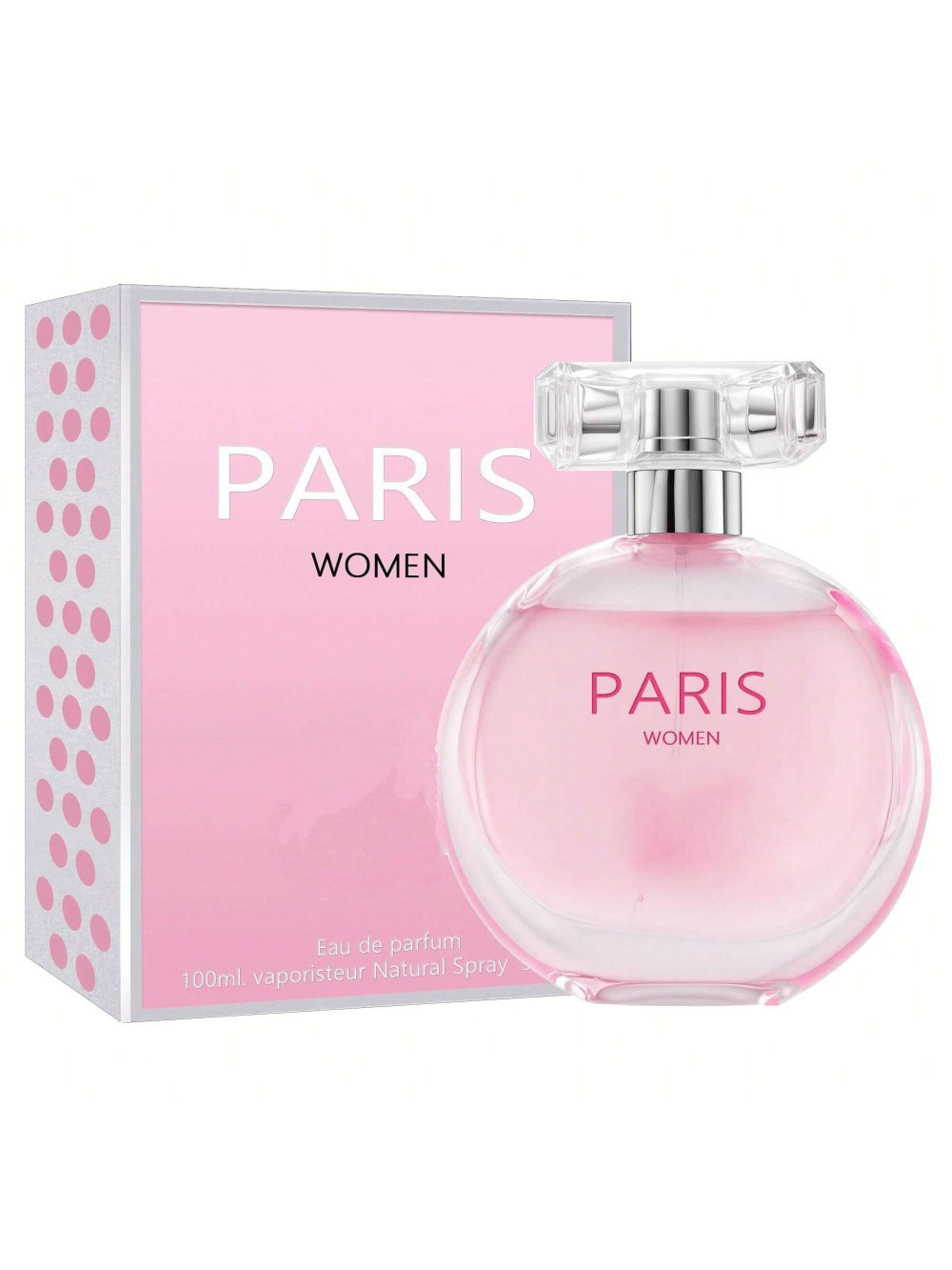 Perfume Paris Women Eau de Parfum 100ml in Round Pink Bottle with Gold Cap & Gift-Ready Box