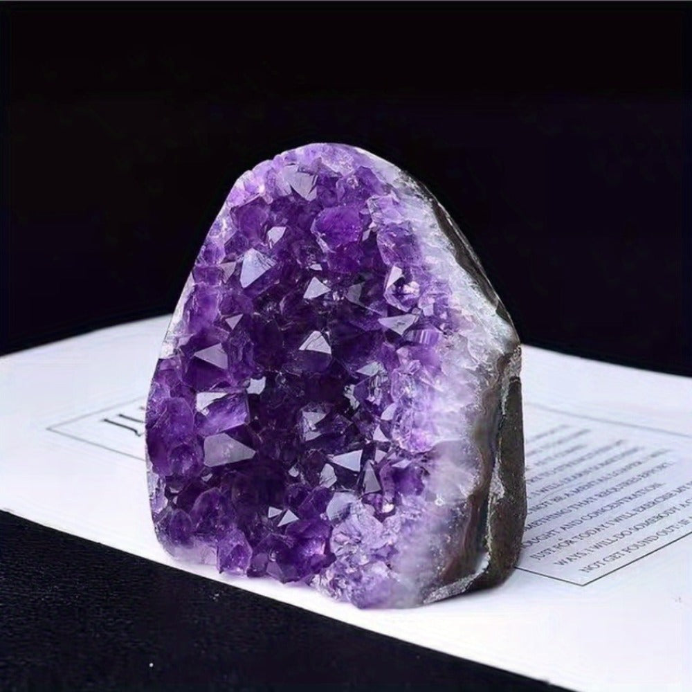Purple Crystal Geode-Style Decor Cluster with Three Weight-Range Options and Polished Display Edges