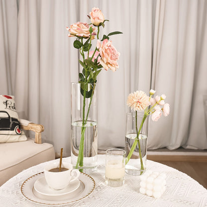 Clear Glass Cylinder Vases 24pcs Bulk Set - 4, 8, 12 Inch Tall Flower Vases for Centerpieces, Hurricane Floating Candle Holder for Wedding Party Table Home Decor, Valentine's Day Gift