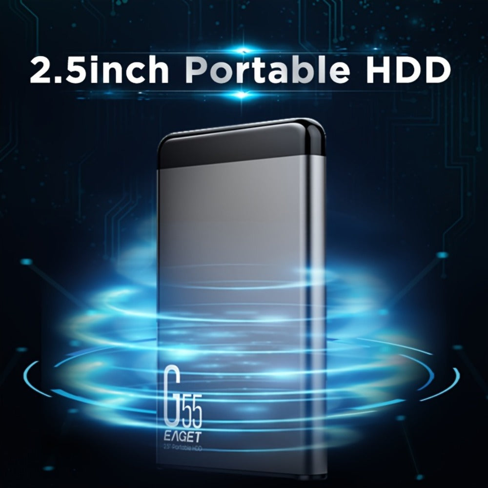 Slim 500GB Portable Hard Drive with USB 3.0 Connection, EAGET G55 Metal-Shell Label and 2.5-Inch Format