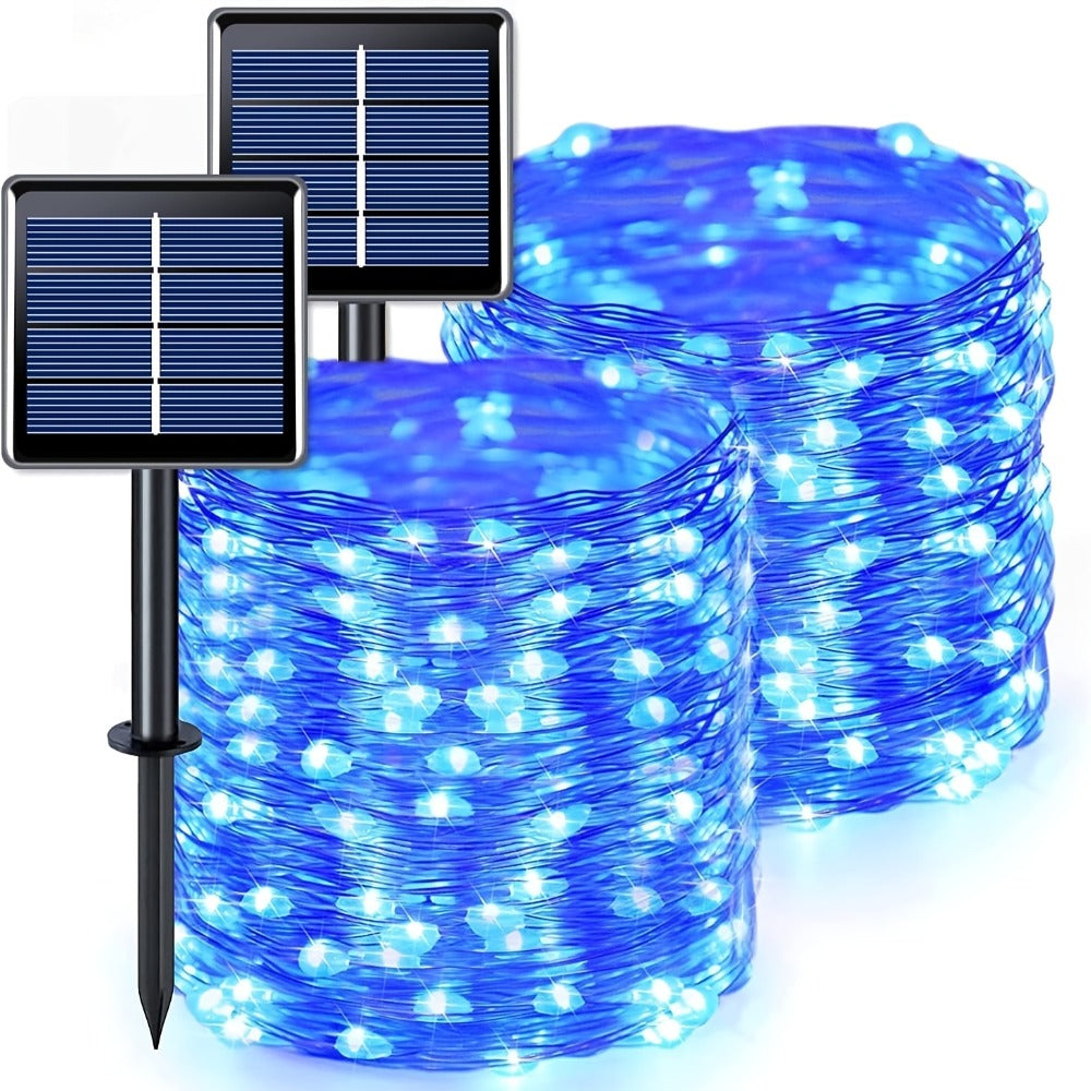 String Lights, 110-LED Solar Copper-Wire Fairy Lights with Eight Modes, Four Colors and 2-, 4- or 8-Pack Options