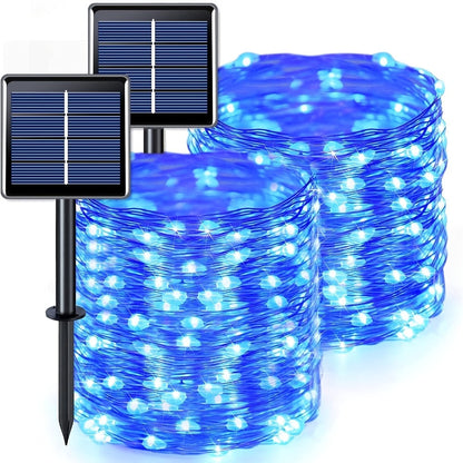 String Lights, 110-LED Solar Copper-Wire Fairy Lights with Eight Modes, Four Colors and 2-, 4- or 8-Pack Options
