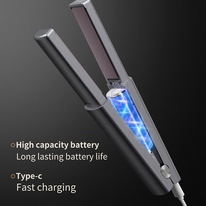 Cordless Straightener and Curler Hair Styling Tool with Three Heat Settings in Gray or Purple