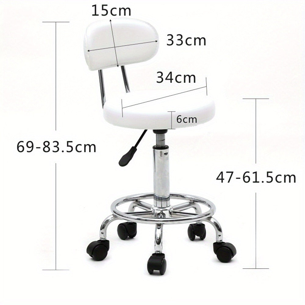 Saddle & Round Salon Stool with Backrest 360-Degree Swivel, Adjustable Height Professional Chair for Salon