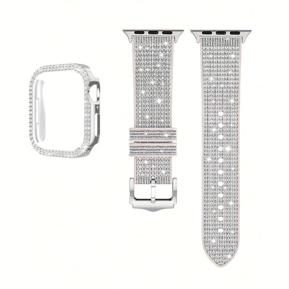 Rhinestone Mesh Watch Band and Matching Case Set for Apple Watch in 19 Color-and-Size Options