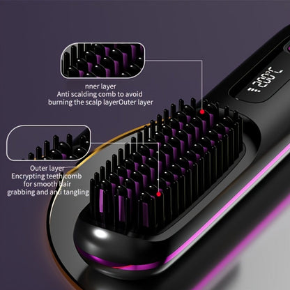 Cordless Hair Straightening Brush with USB-C Charging, Three Heat Levels and Black or White Options