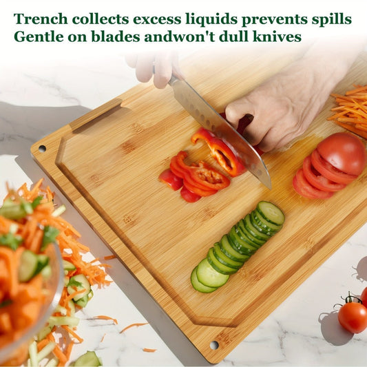 Cutting Board with Juice Groove – Non-Slip Chopping Board & Cheese Platter for Meat, Cheese, Bread, Vegetables & Fruits, XL & Bamboo Options, Kitchen Gadget Gift for Home, Dorm & Holiday Gatherings