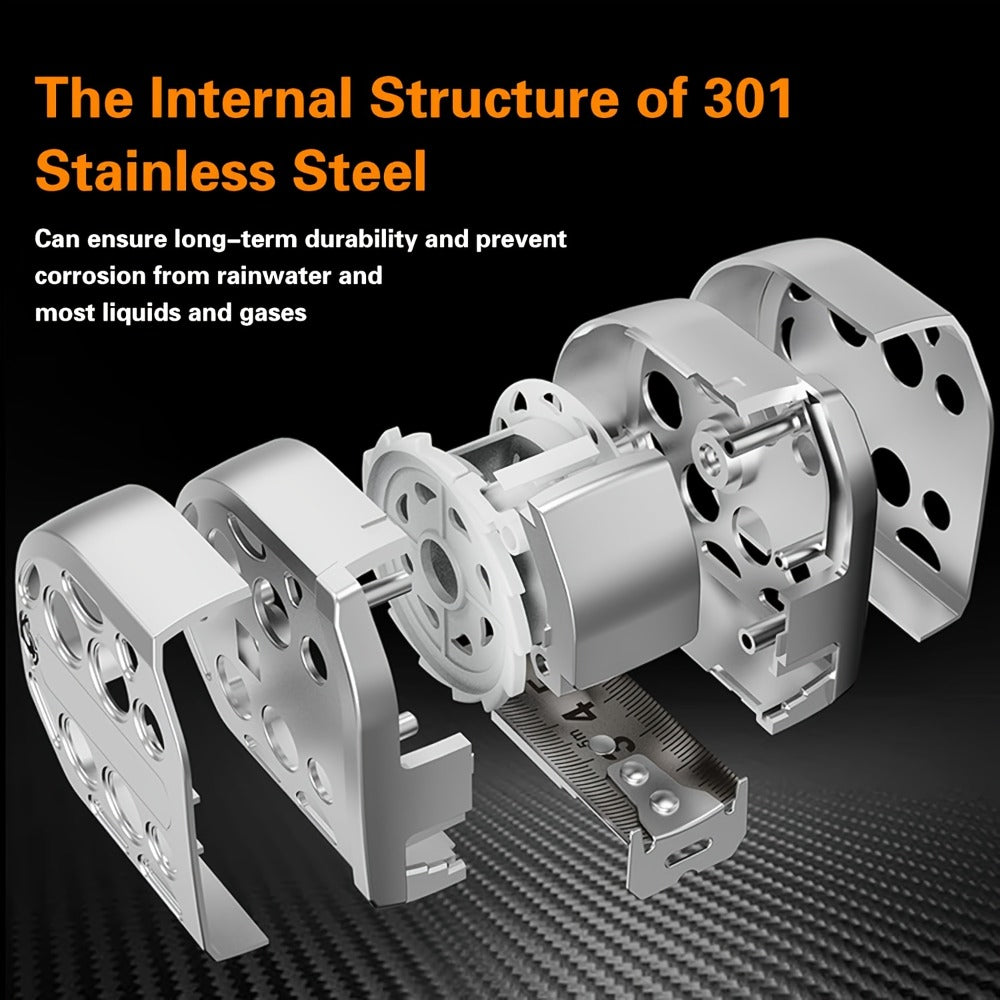 Tape Measure 25ft Auto Lock Stainless Steel Magnetic Bottom Hollow Design Anti-Fall Wear Resistant Waterproof Clear Scale Titanium Measuring Tape for Construction Woodworking Home DIY Projects