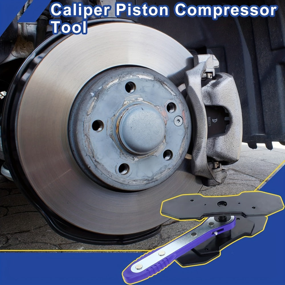 Brake Caliper Compression Tool Set – Quad Disc Piston Ratchet Press with 4 Spreader Plates, Car Brake Pad Retractor Compressor for Brake Pump Adjustment, Automotive DIY Repair