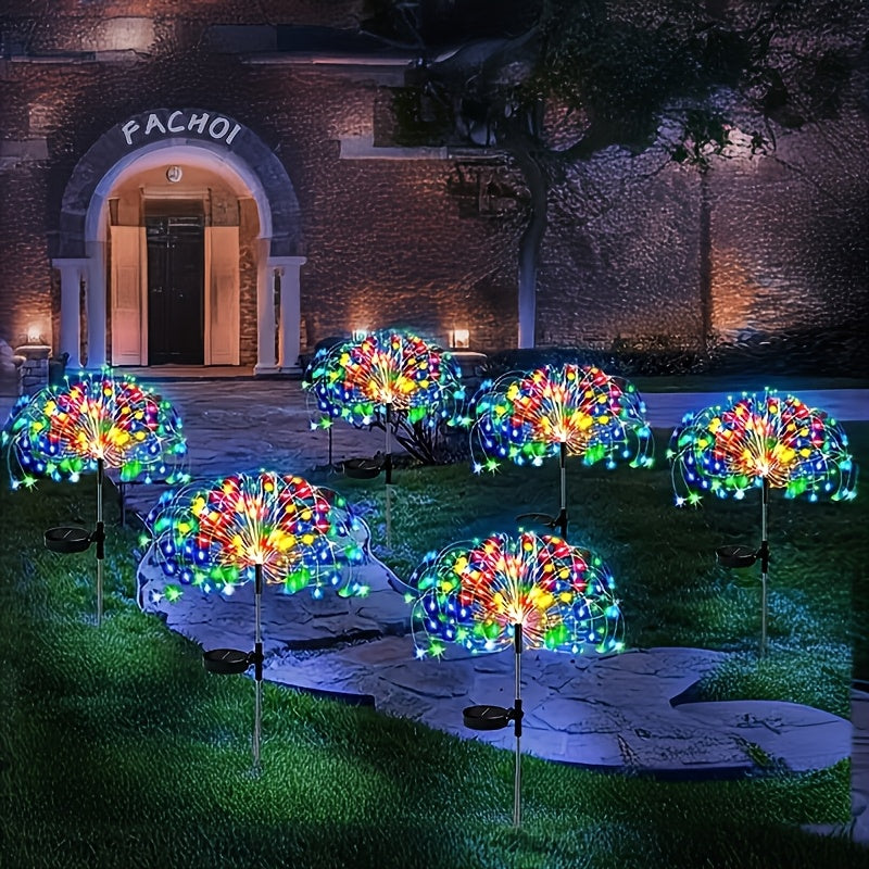 Solar Firework Garden Stake Lights with 90 to 520 LEDs, Two Colors and Multiple Pack Sizes