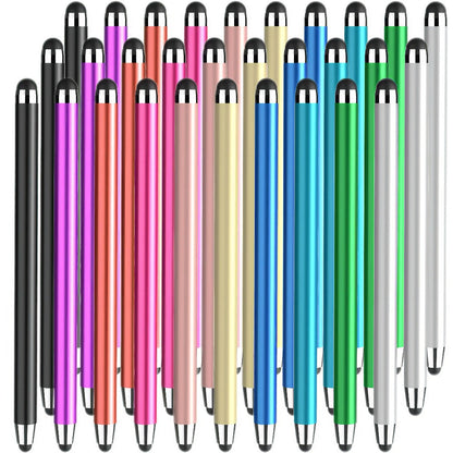 30-Piece Dual-Tip Stylus Pen Set for Capacitive Touchscreens with 60 Replacement Rubber Tips